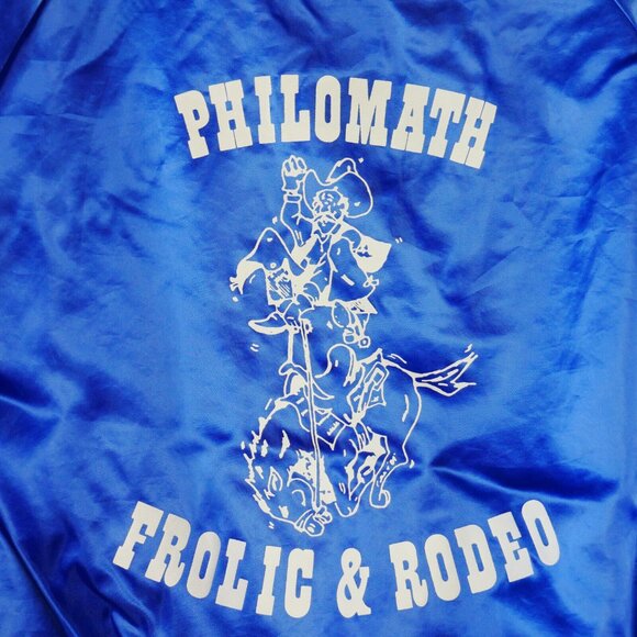 Vintage Baseball Blue Jacket Size L USA Philomath Frolic & Rodeo Back Print - Picture 5 of 10